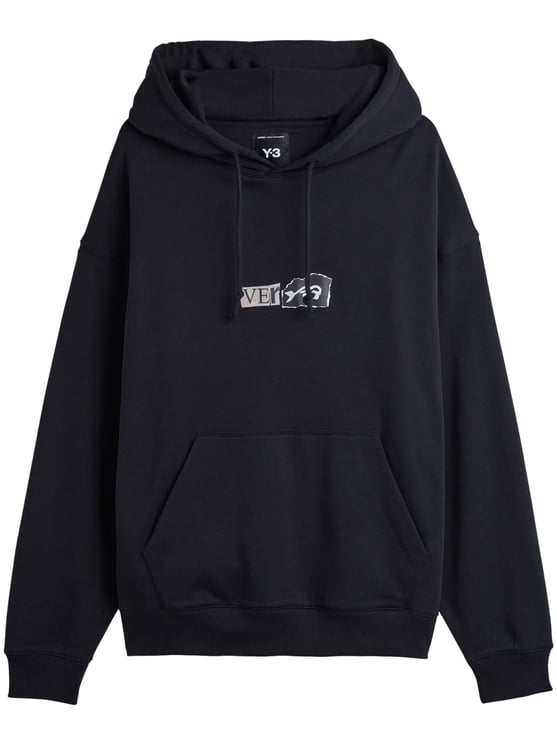 Y-3 Relaxed Fit Black Hoodie with Abstract Graphic