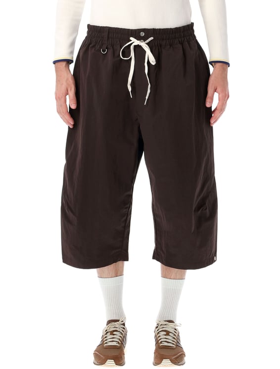 Y-3 Brown Rip Knee-Length Elastic Shorts