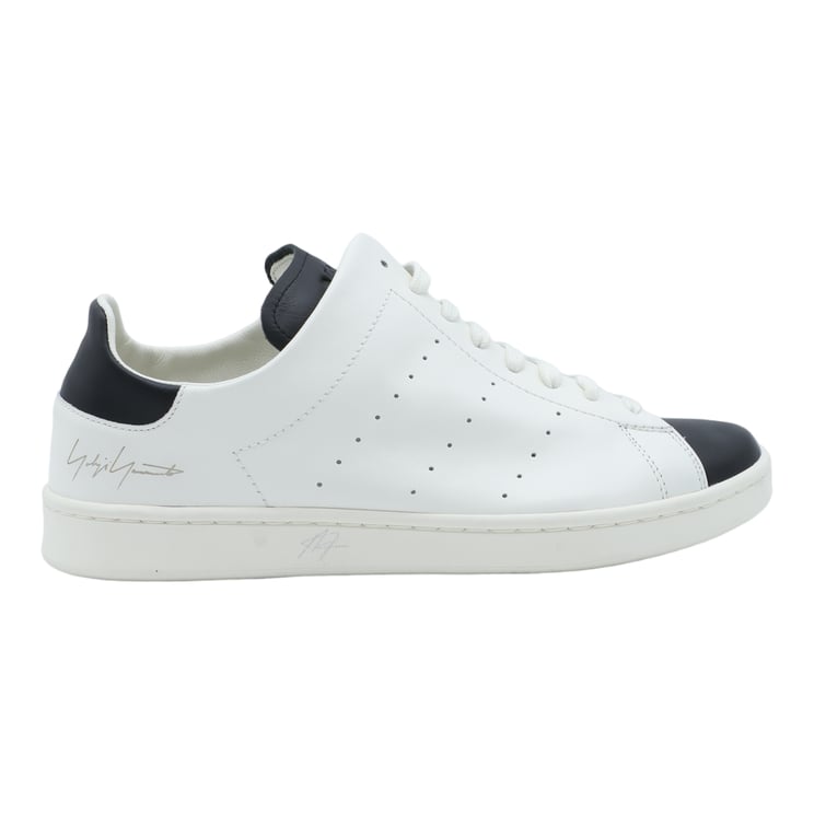 Y-3 Low-Top White Leather Sneakers with Black Accents