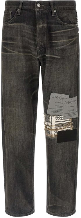 Yohji Yamamoto Yohji Yamamoto Black Cotton Tapered Jeans