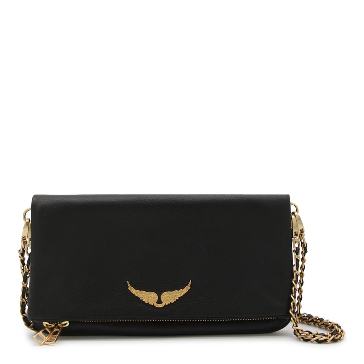 Zadig&Voltaire Black Leather Shoulder Bag with Chain Strap and Zip Pocket