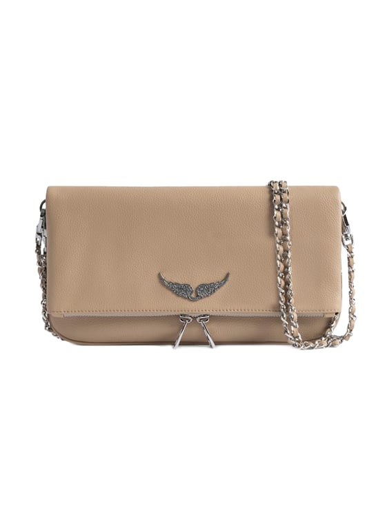 Zadig&Voltaire Pebbled Texture Rectangular Clutch with Wing Emblem
