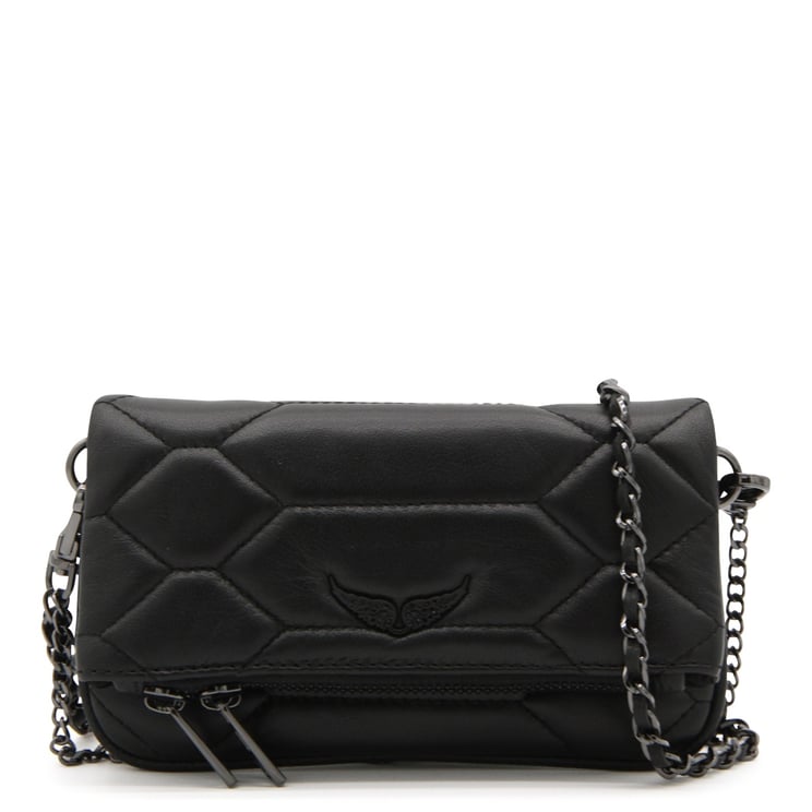 Zadig&Voltaire Rock Nano XL Mat Scale Black Leather Shoulder Bag