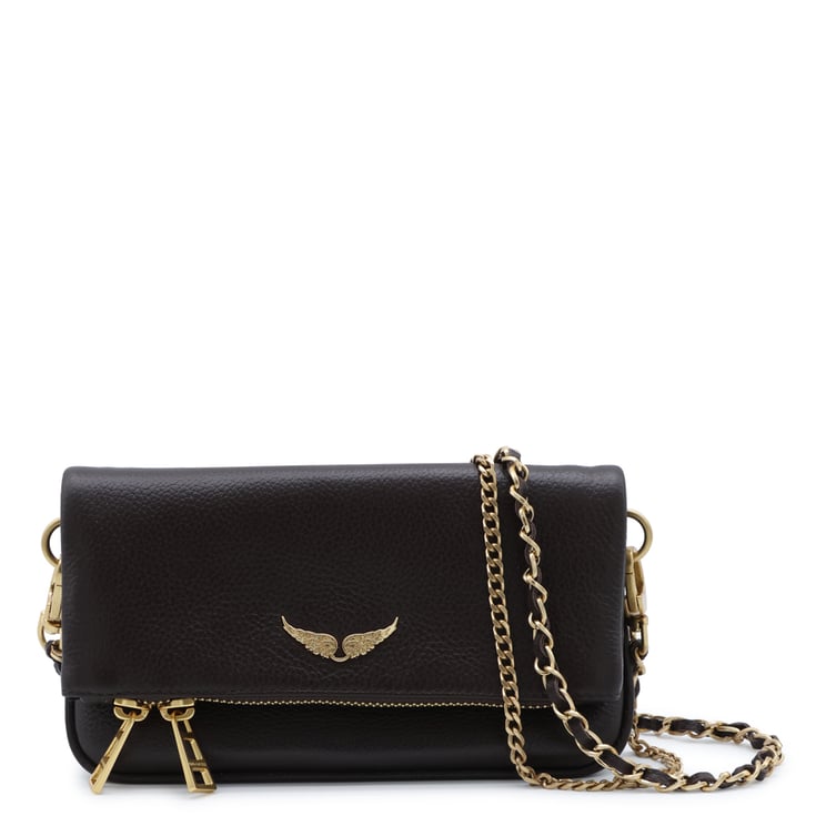 Zadig&Voltaire Rectangular Textured Handbag with Fold-Over Flap