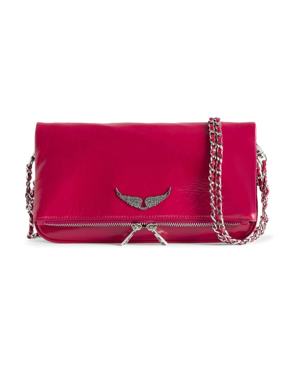 Zadig&Voltaire Rectangular Pink Clutch Bag with Silver Emblem