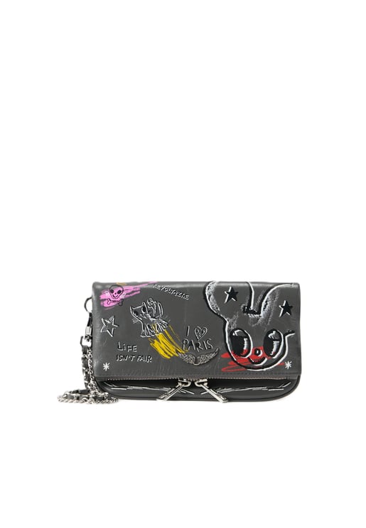 Zadig&Voltaire Rectangular Clutch Bag with Graffiti Prints