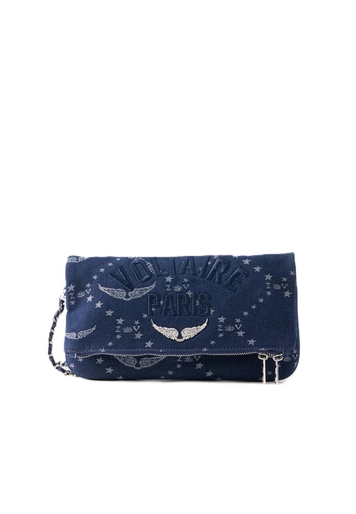 Zadig&Voltaire Rectangular Denim Shoulder Bag with Chain Strap