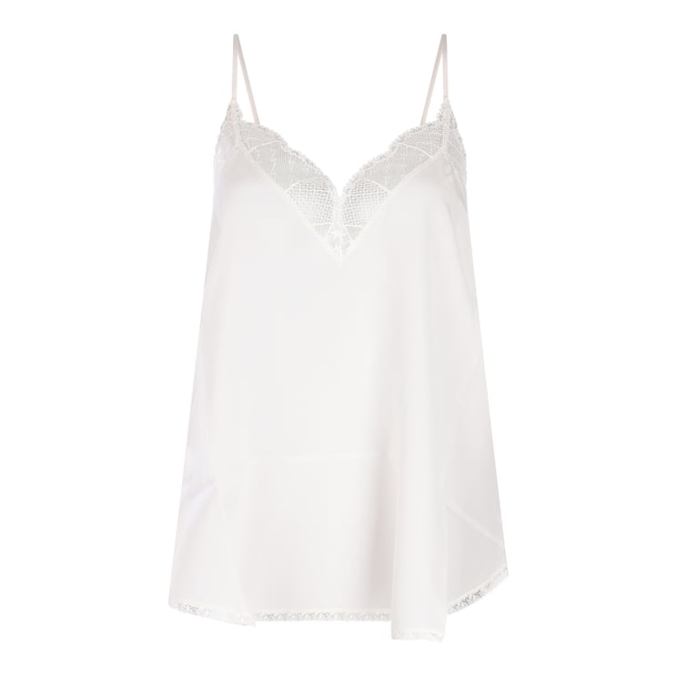 Zadig&Voltaire Silk V-Neck Top With Intricate Lace Detail