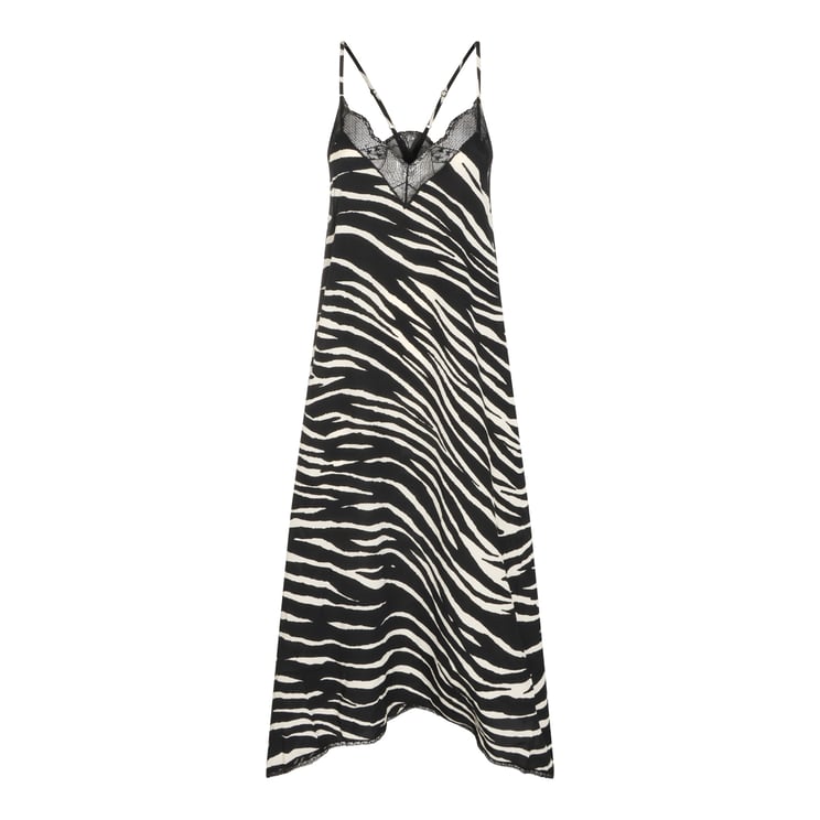 Zadig&Voltaire Flowing Zebra Print Midi Dress with Lace Detailing