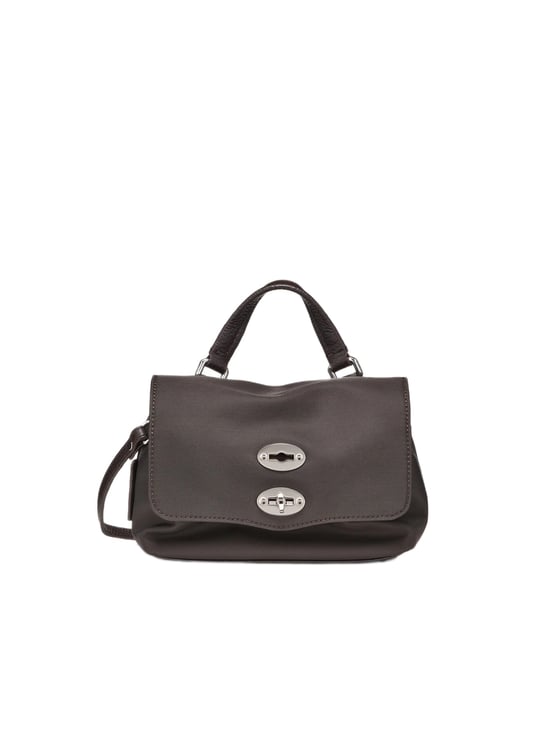 Zanellato Rectangular Handbag with Silver-Tone Turn-Lock Closure