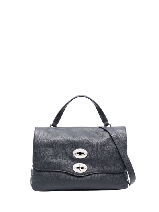 Zanellato Navy Blue Grained Texture Shoulder Bag