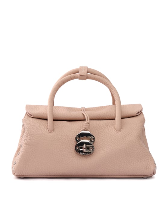 Zanellato Soft Calfskin Double Compartment Bag with Metallic Logo Closure
