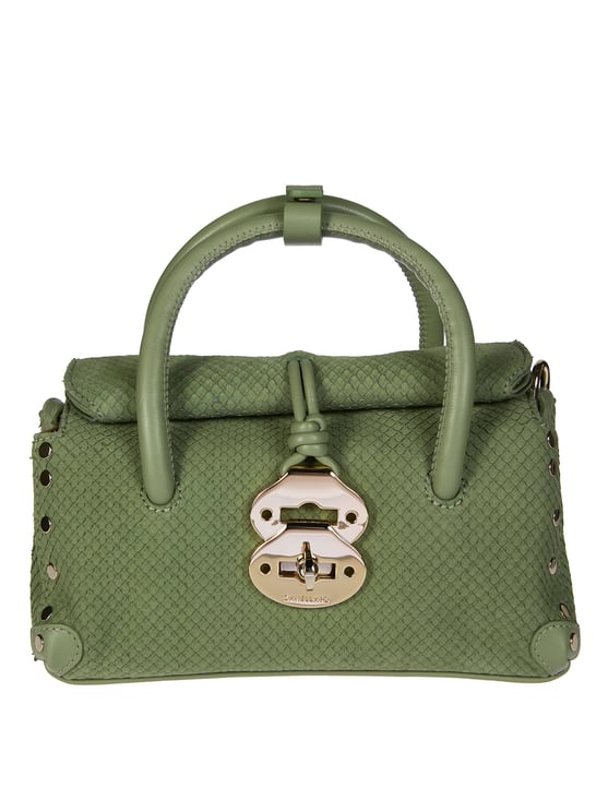 Zanellato Green Amoretto Baby Snake Textured Handbag