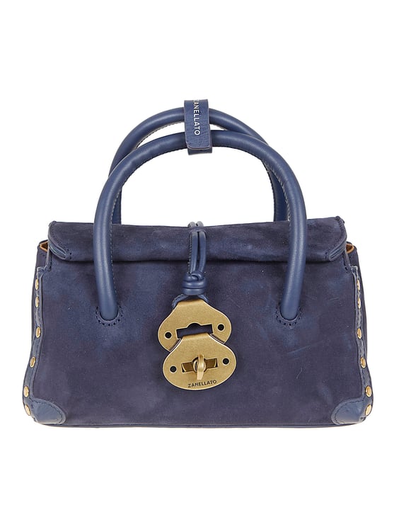 Zanellato Zashmere Leather Dotta Baby Bag with Engraved Metal Clasp