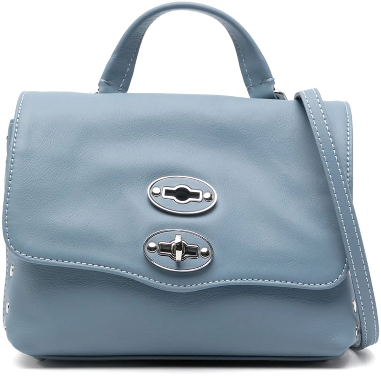 Zanellato Muted Blue Postina Saeta Leather Handbag
