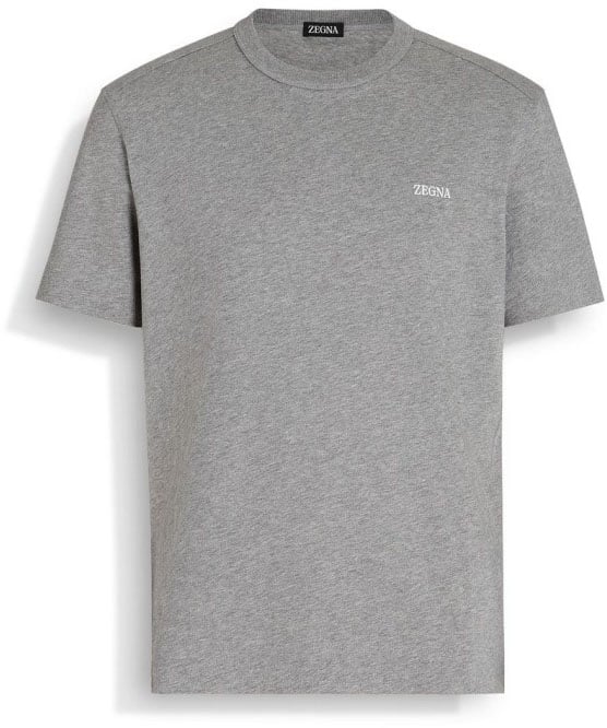 Zegna Classic Grey Crew Neck T-Shirt