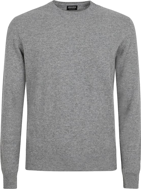 Zegna Crew Neck Cashmere Sweater With Ribbed Detailing