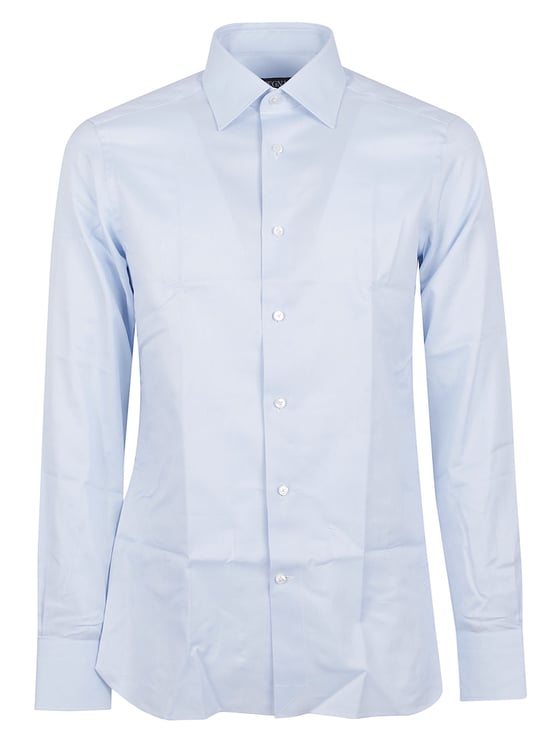 Zegna Long-Sleeve Tailored Shirt with Pointed Collar and Textured Finish