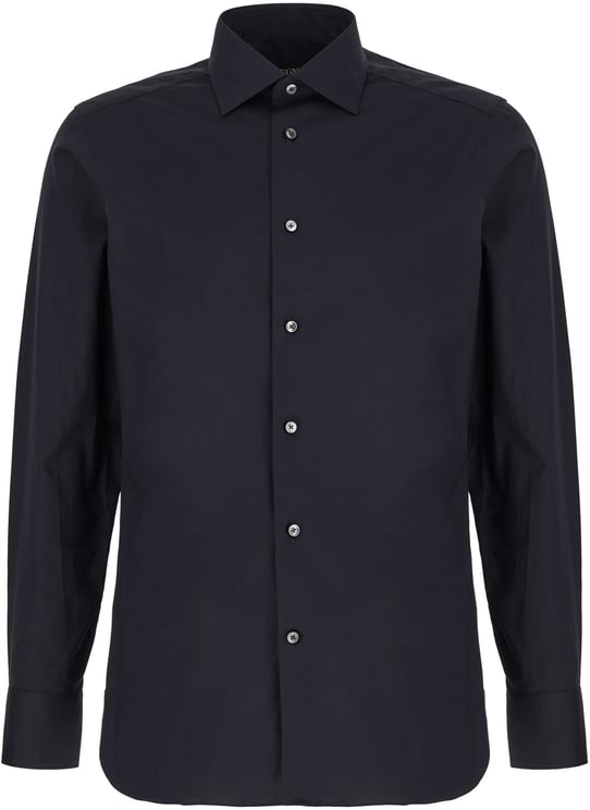 Zegna Zegna Midnight blue poplin shirt