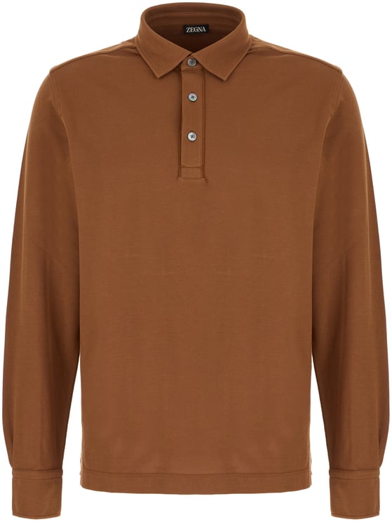 Zegna Zegna Brown piquet polo shirt