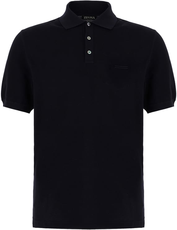 Zegna Zegna Midnight blue piquet polo shirt