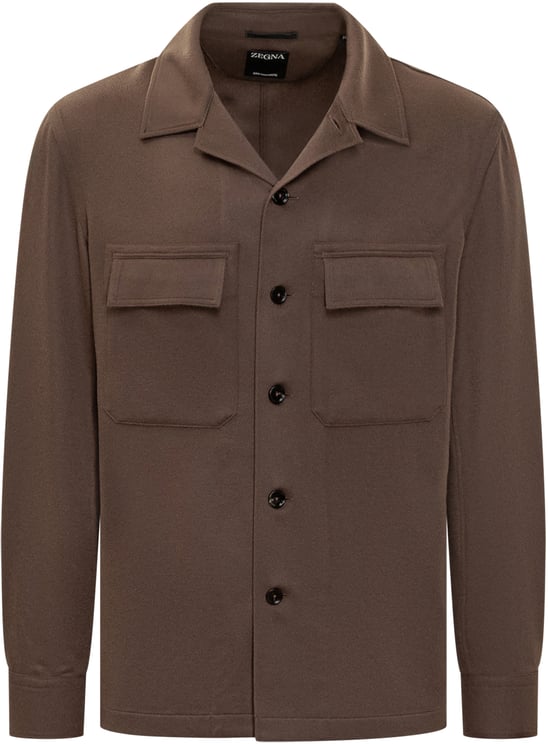 Zegna Zegna Overshirt in Lana Marrone