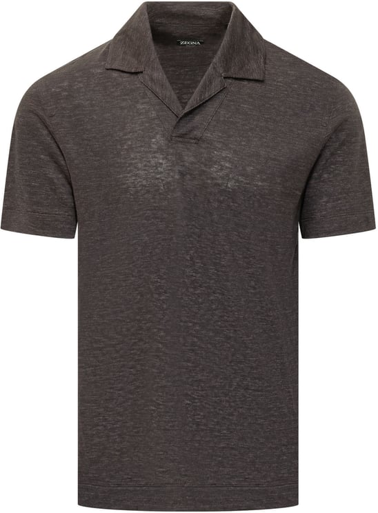 Zegna Polo a Maniche Corte con Collo Aperto
