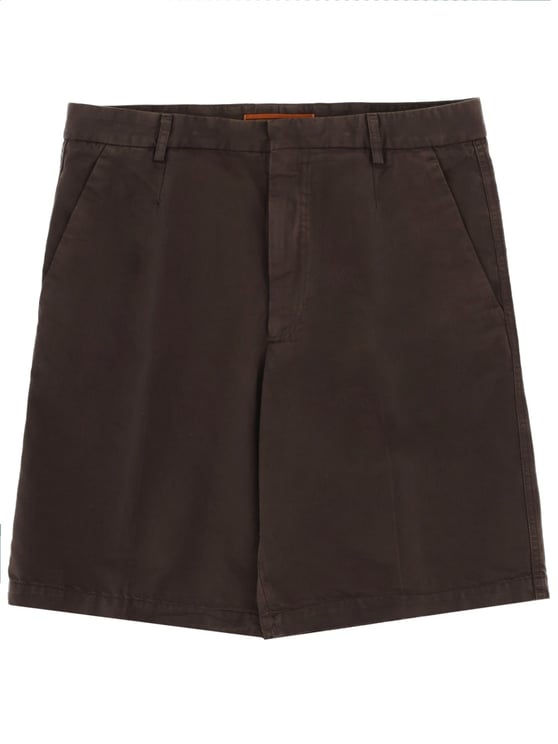 Zegna Tailored Cotton-Linen Flat Front Shorts