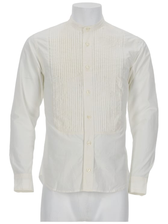 Zegna Long Sleeve Cotton Shirt with Band Collar
