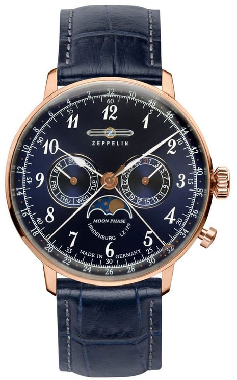 Zeppelin 7038-3 LZ 129 Hindenburg maanfase heren horloge