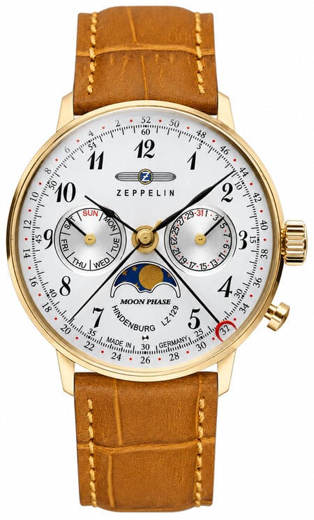 Zeppelin 7039-1 LZ 129 Hindenburg Mondphase horloge 36 mm