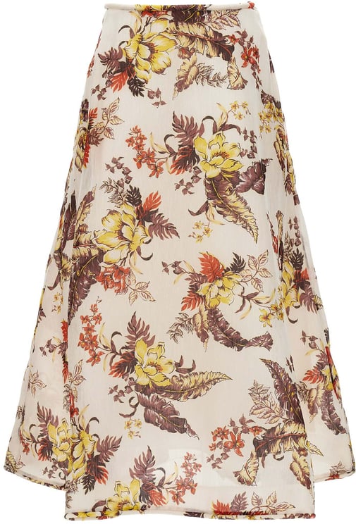 Zimmermann Zimmermann Multicolor Linen Midi Skirt