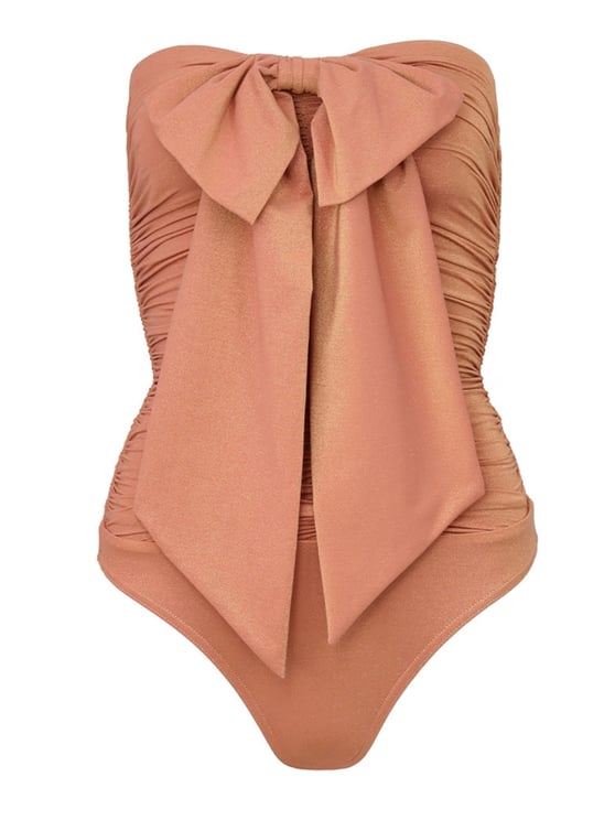 Zimmermann Coco Bow Detail Metallic One-Piece Swimsuit
