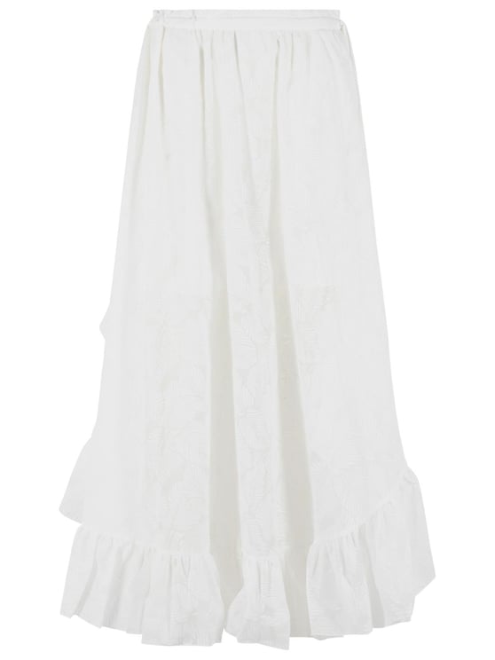 Zimmermann 'Daylight' Long Skirt In White Cotton Blend