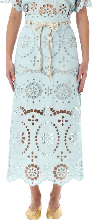 Zimmermann Zimmermann Awaken light blue broderie anglaise midi skirt
