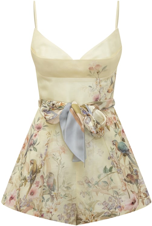 Zimmermann Playsuit Con Stampa Floreale E Fiocco In Vita