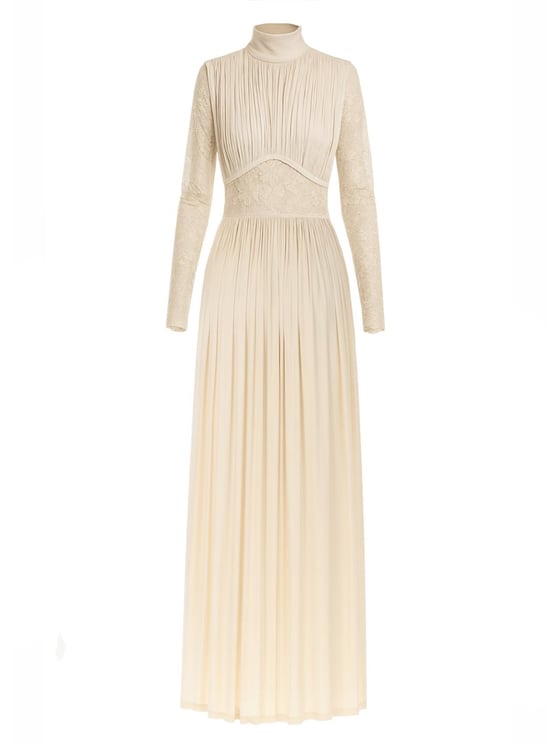 Zimmermann Ivory Rebellion Lace Pleated Maxi Dress