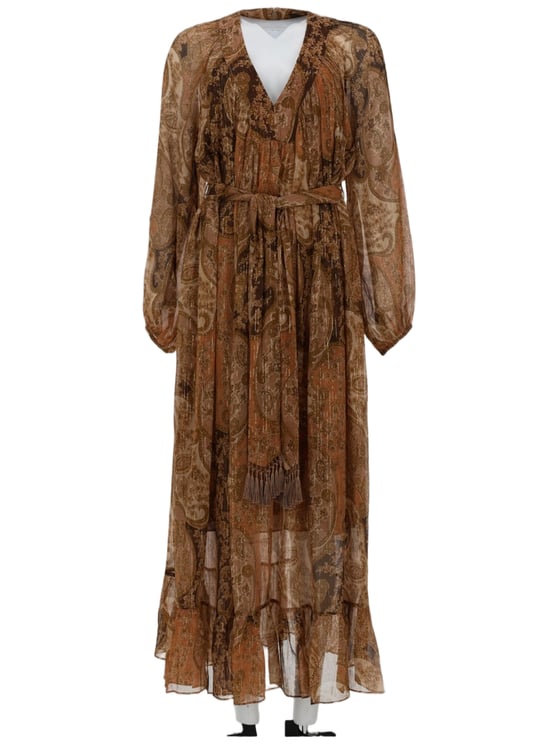 Zimmermann Carousel Linen-Silk Paisley Midi Dress