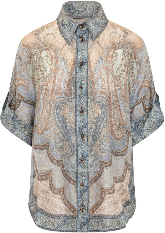 Zimmermann Camicia Over a Maniche Corte con Stampa Paisley