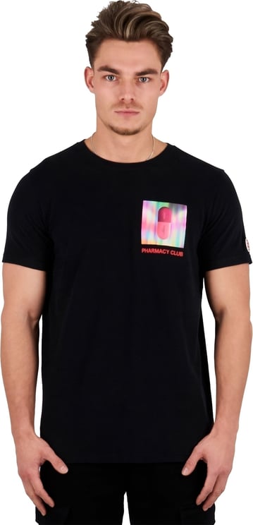 Pharmacy Club Hologram pill T-shirt Zwart