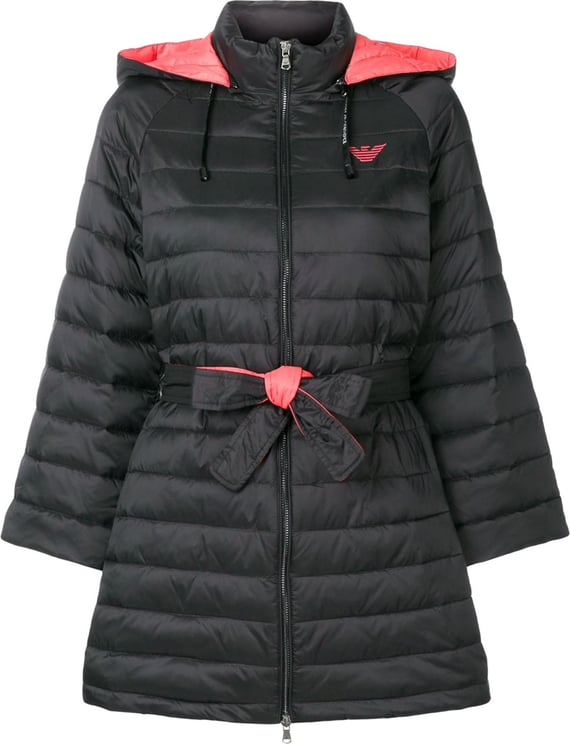 Emporio Armani Belted Padded Coat Jacket Zwart