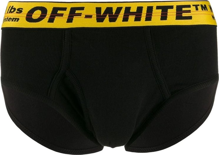 OFF-WHITE Industrial Logo Black/yellow Waistband Briefs Zwart