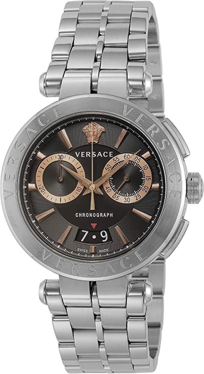 Versace VE1D01019 Aion heren horloge chronograaf 45 mm Zwart