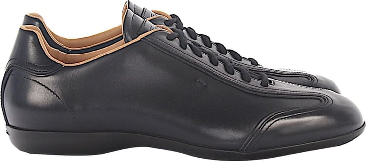 Santoni Leather Sneakers Amg Zwart