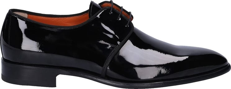 Santoni Business Shoes Derby Patent Leather Black Goodwood Zwart