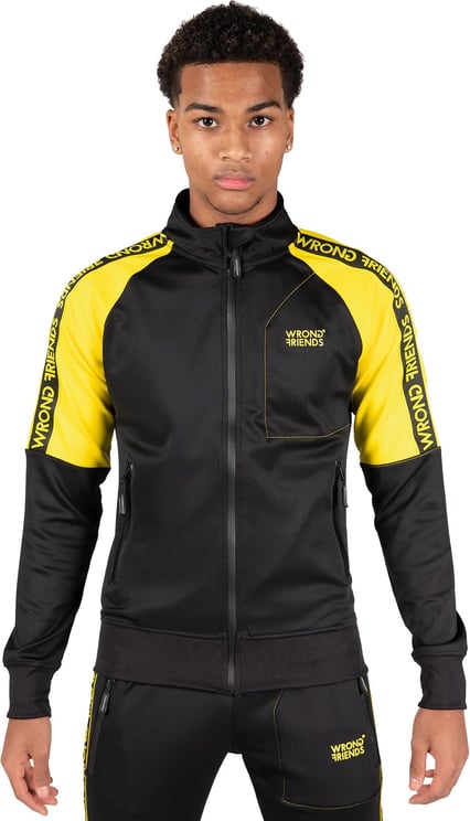 Wrong Friends Lyon track jacket - zwart/geel Zwart