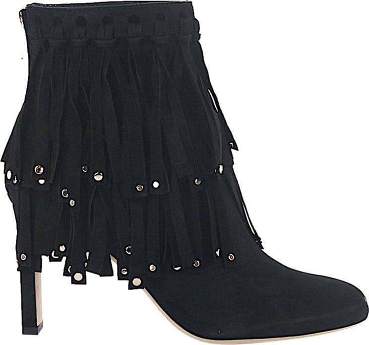 Women Ankle Boots Suede Metal Decorations Black - Panini