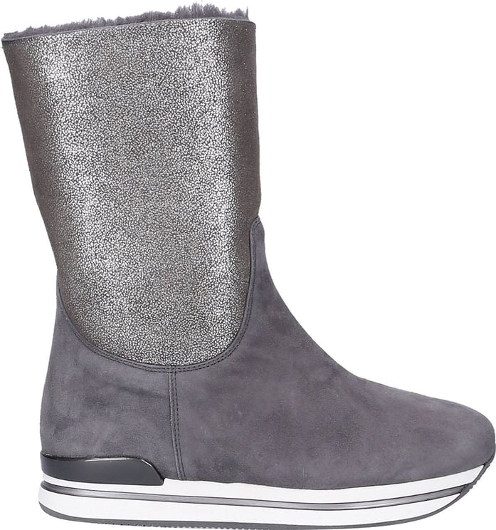 Women Ankle Platform Boots AT Suede Logo Grey - Cayman