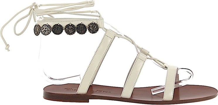 Dior Women Sandals ZODIAC Leather White Metal Embellished - Zagari Wit
