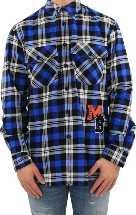 Marcelo Burlon Mb College Check Ls Shirt Blac Zwart